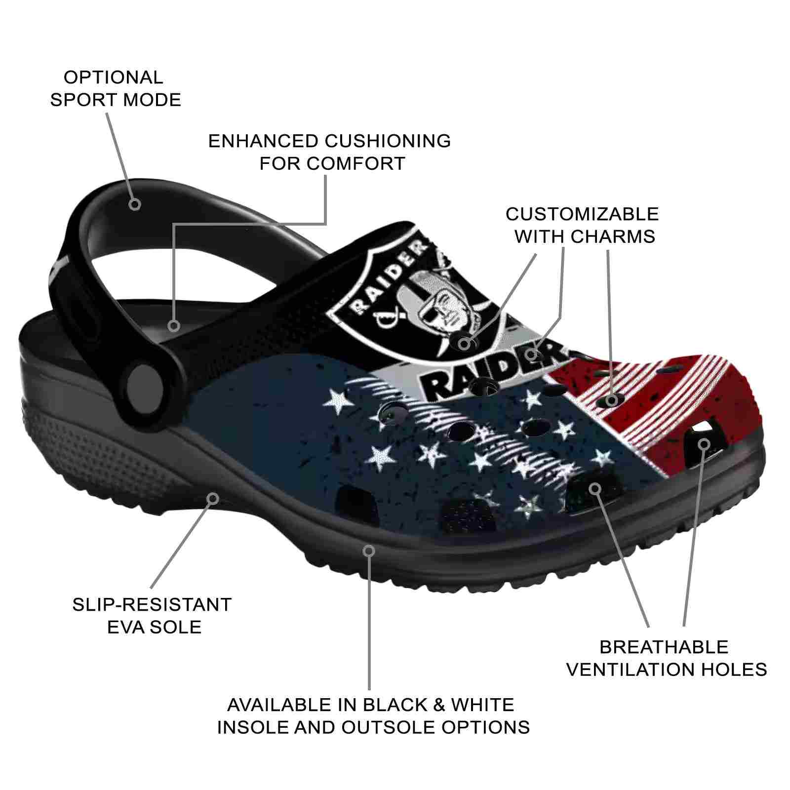 Customized Las Vegas Raiders Star-Spangled Side Pattern ClogTVC180125 - Image 5