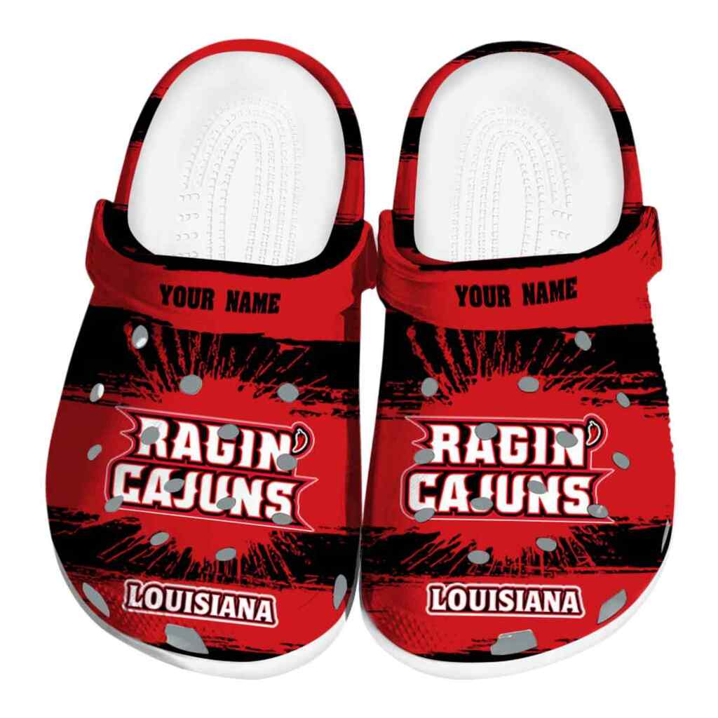 Customized Louisiana Raginâ€™ Cajuns Paint Splatter Graphics ClogTVC1801832