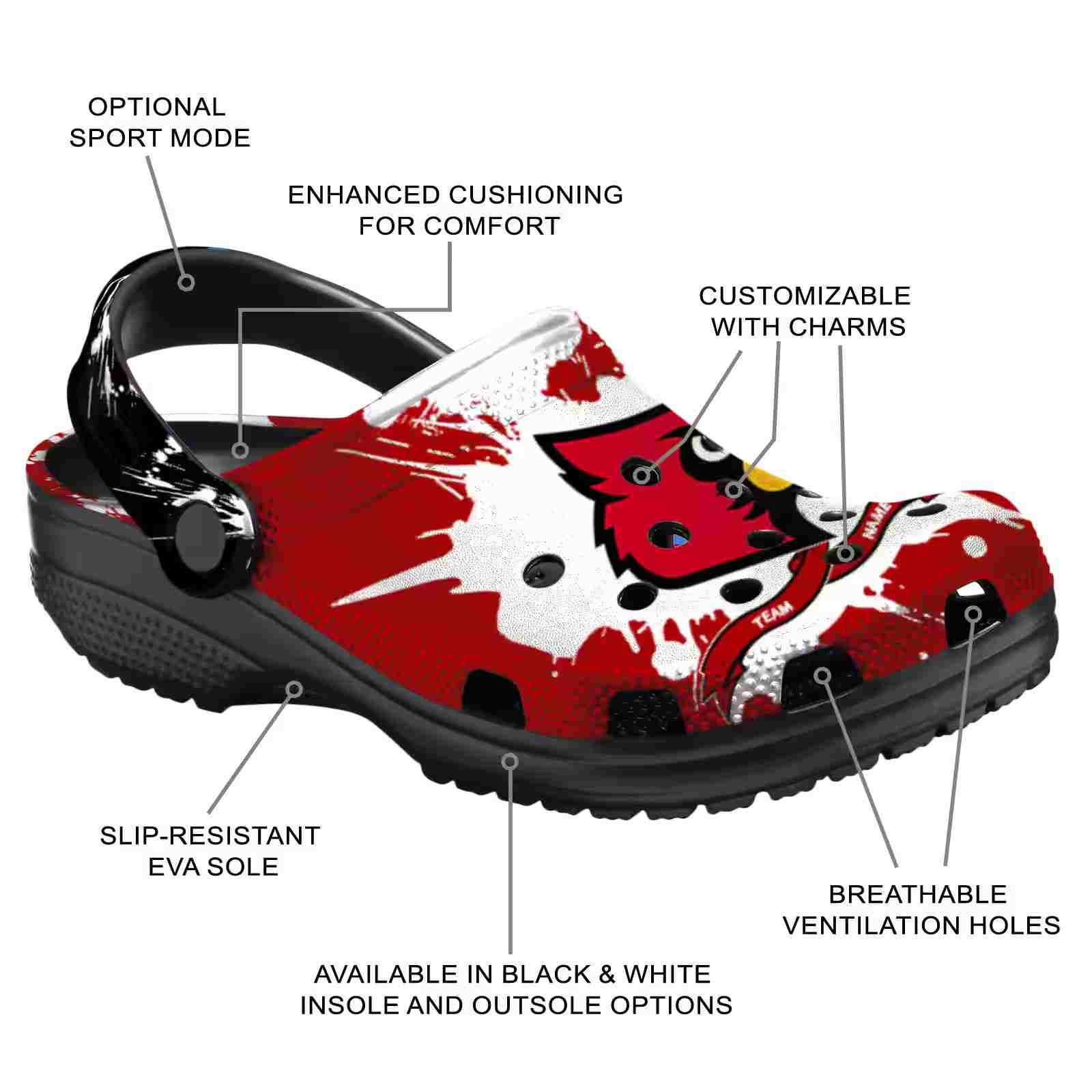 Customized Louisville Cardinals Splatter Pattern ClogTVC180112 - Image 5
