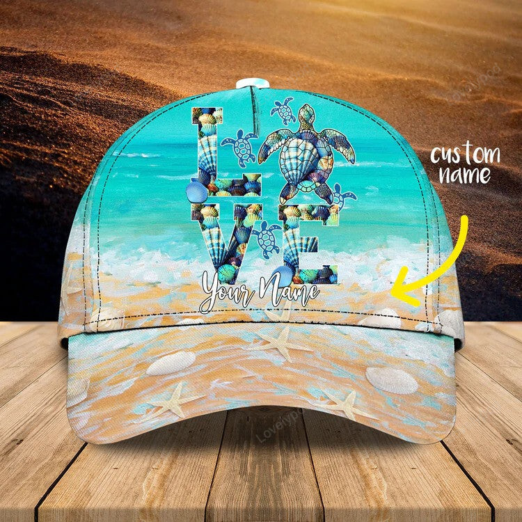 Customized Love Turtle Cap for Turtle Lovers, Turtle Hat for Her Trucker Hats Custom Hats Gifts For Men & Women