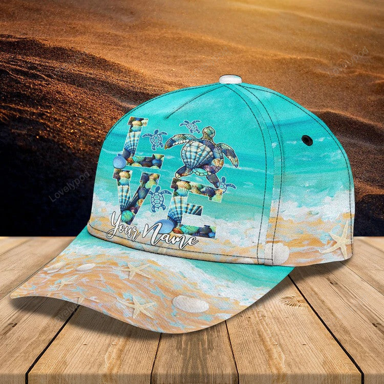 Customized Love Turtle Cap for Turtle Lovers, Turtle Hat for Her Trucker Hats Custom Hats Gifts For Men & Women