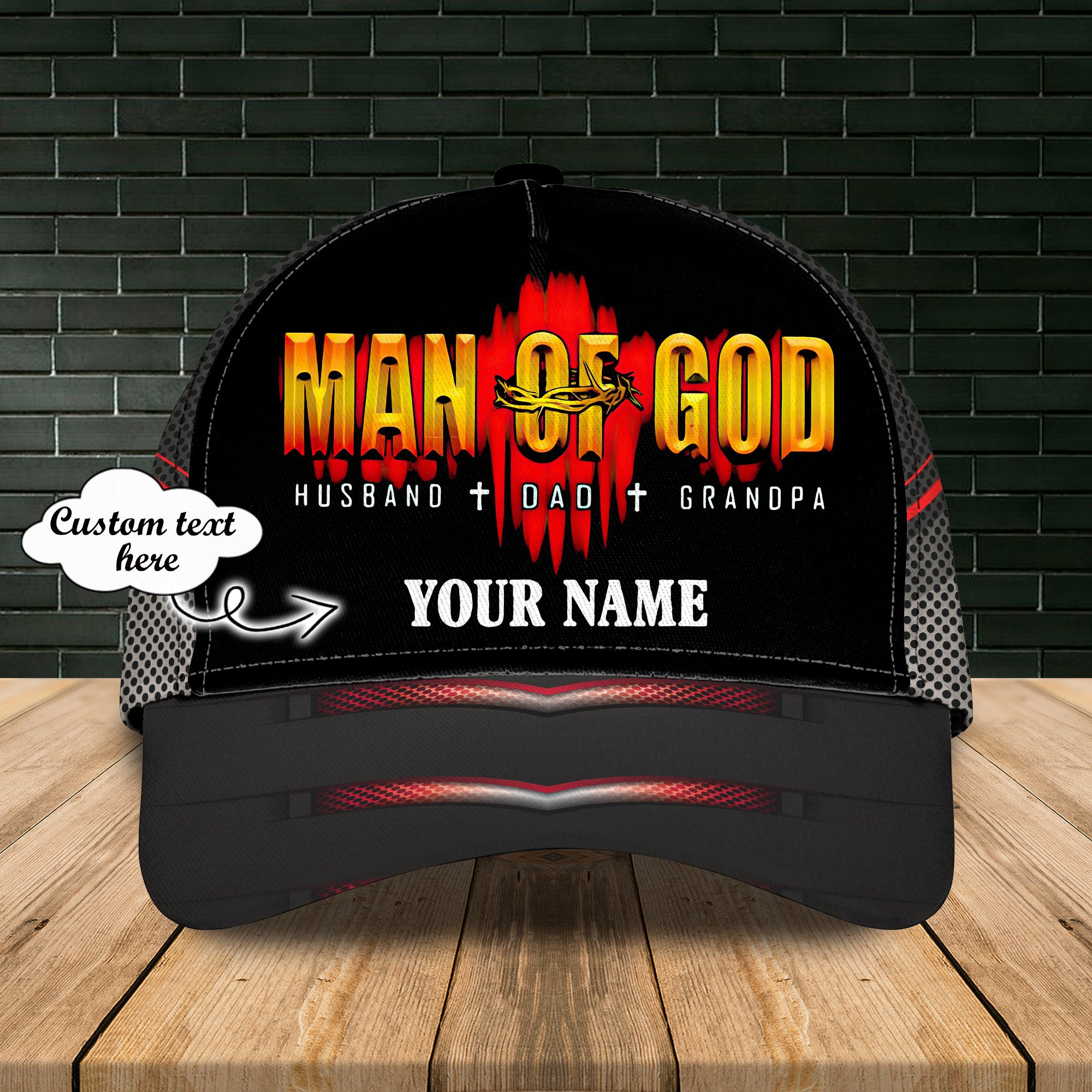 Customized Man Of God Husband Dad Grandpa Hat Religious Hat Gift Ideas For Guy Best Friend Trucker Hats Custom Hats Gifts For Men & Women