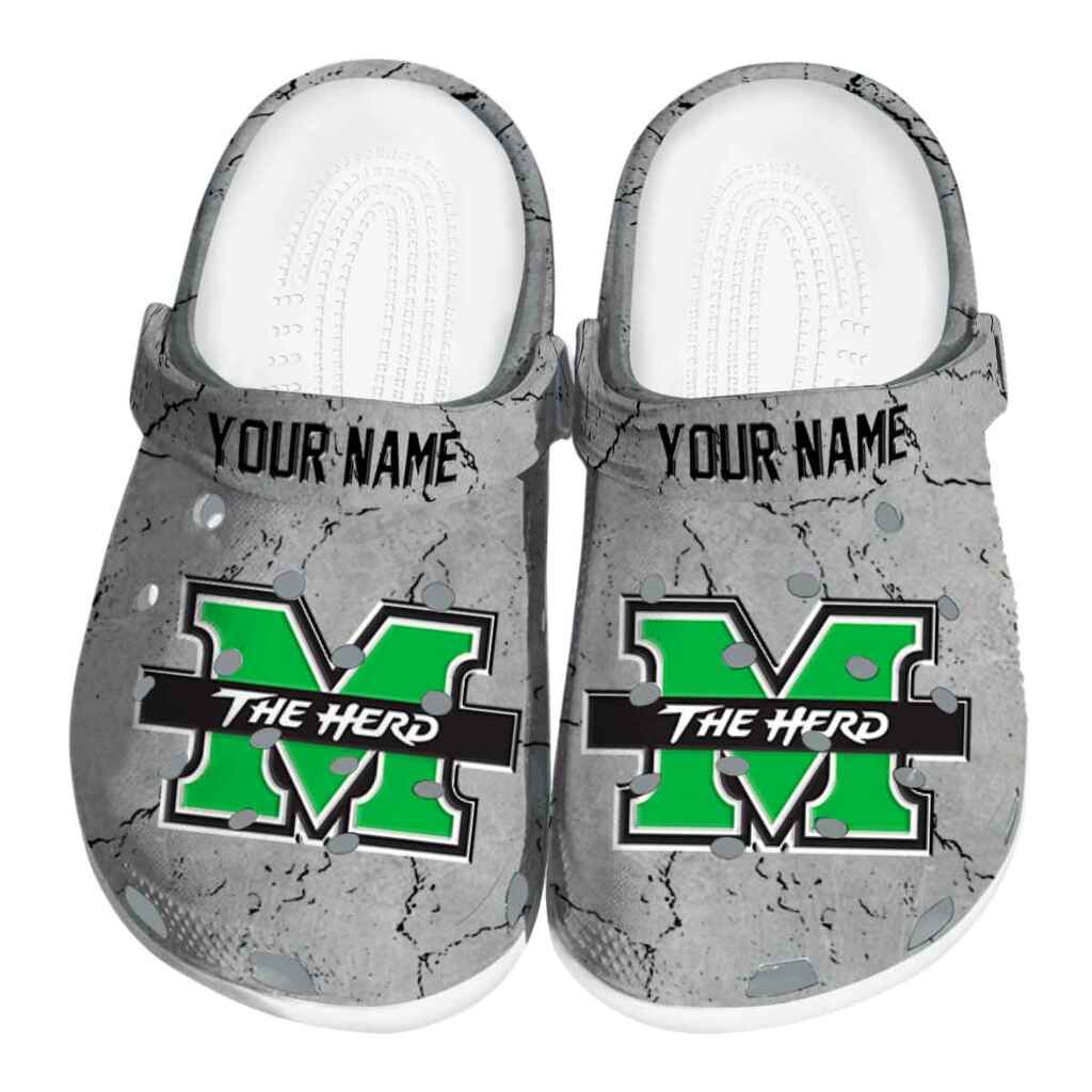Customized Marshall Thundering Herd Cracked Texture ClogTVC1801781