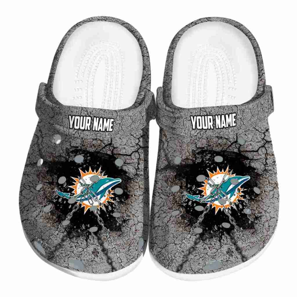 Customized Miami Dolphins Cracked Ground Texture ClogTVC1801138