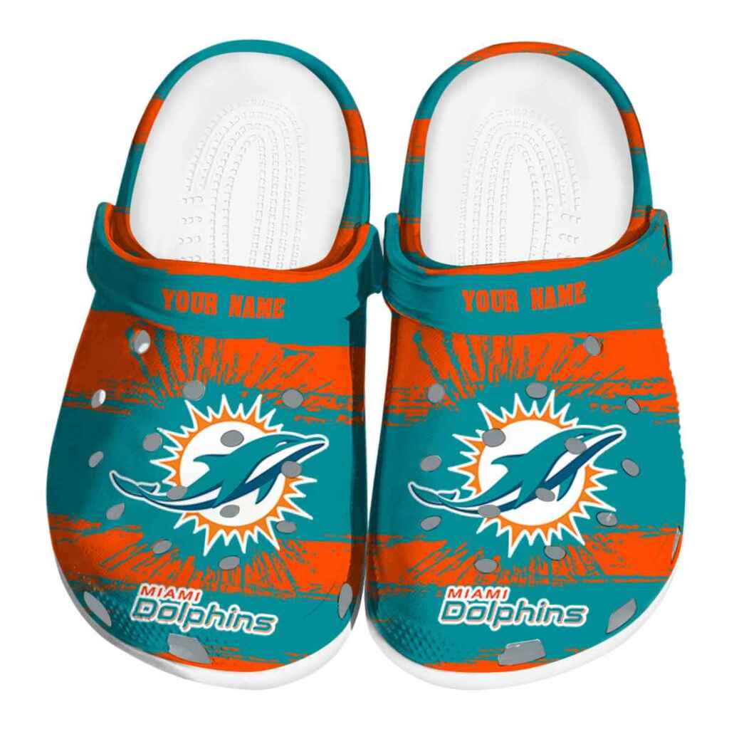 Customized Miami Dolphins Paint Splatter Graphics ClogTVC1801138