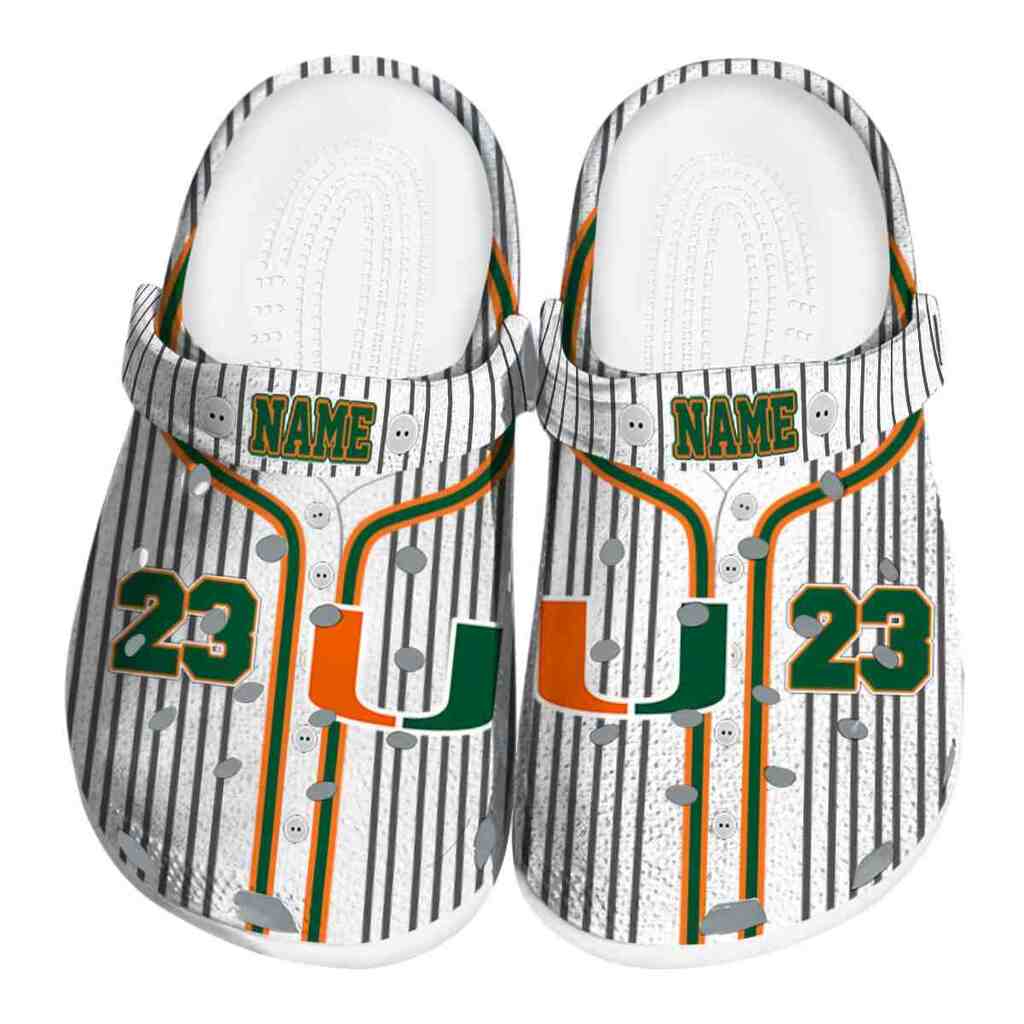 Customized Miami Hurricanes Pinstripe Pattern ClogTVC180129