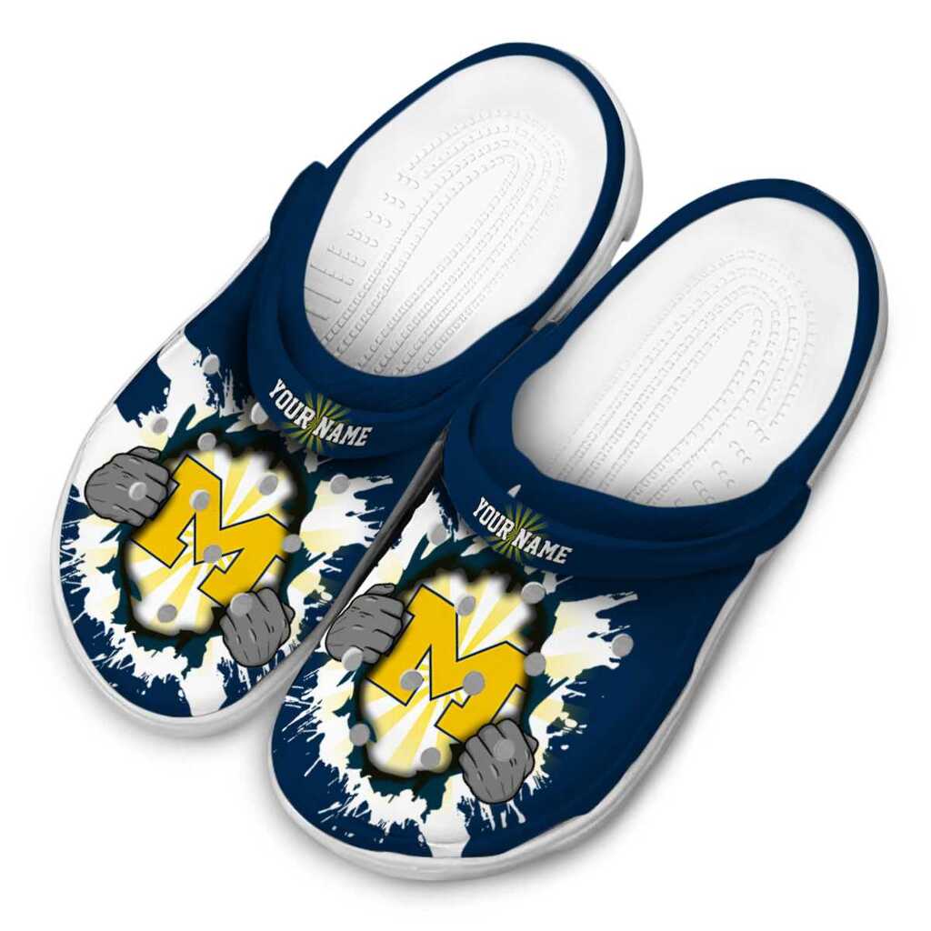 Customized Michigan Wolverines Gripping Hand ClogTVC180131 - Image 4