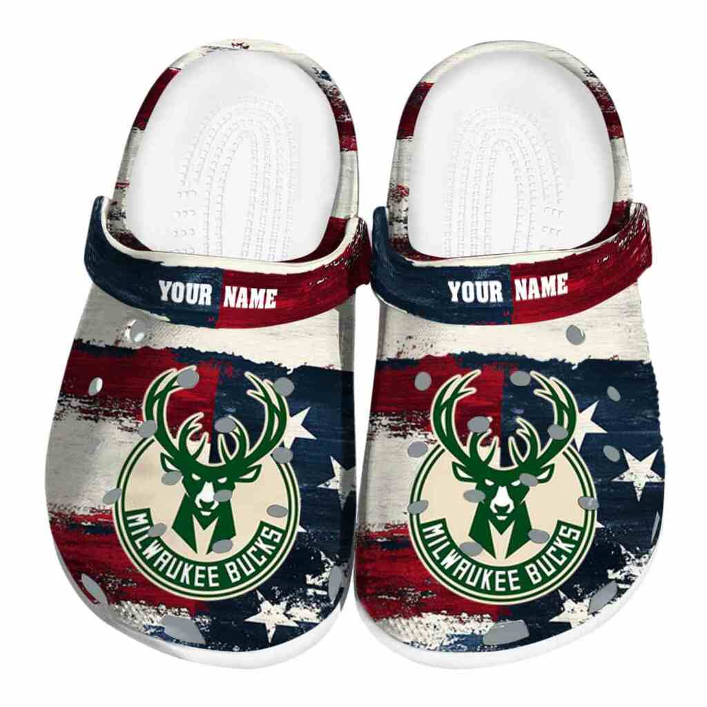 Customized Milwaukee Bucks Patriotic Stripes ClogTVC1801709