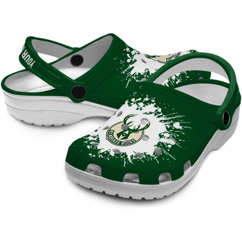 Customized Milwaukee Bucks Splatter Background ClogTVC1801709 - Image 3