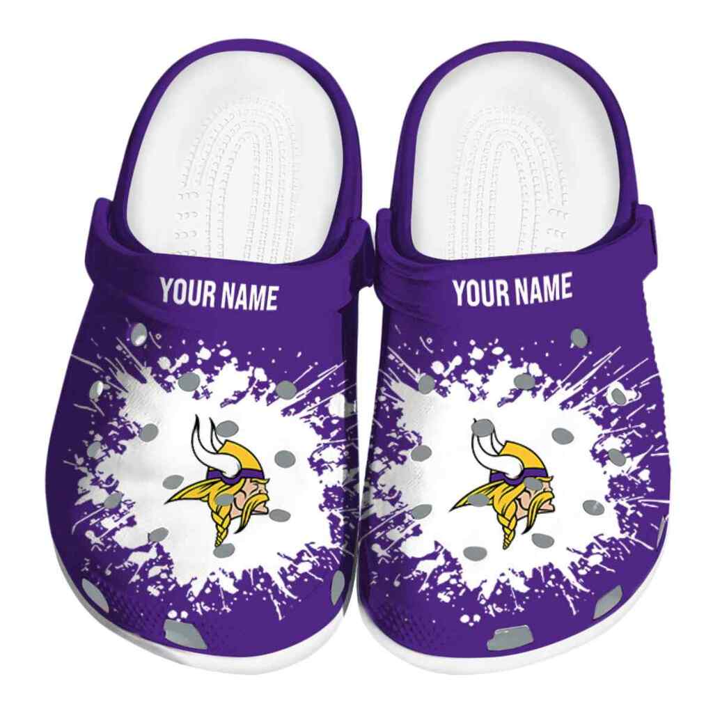 Customized Minnesota Vikings Splatter Background ClogTVC180117