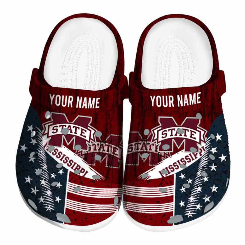 Customized Mississippi State Bulldogs Star-Spangled Side Pattern ClogTVC180114