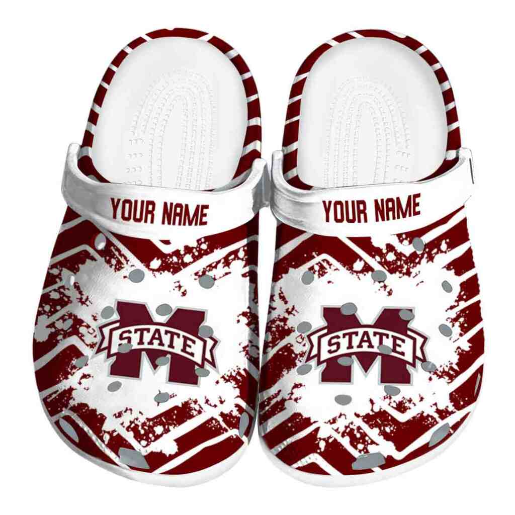 Customized Mississippi State Bulldogs Zigzag Paint Burst ClogTVC180114