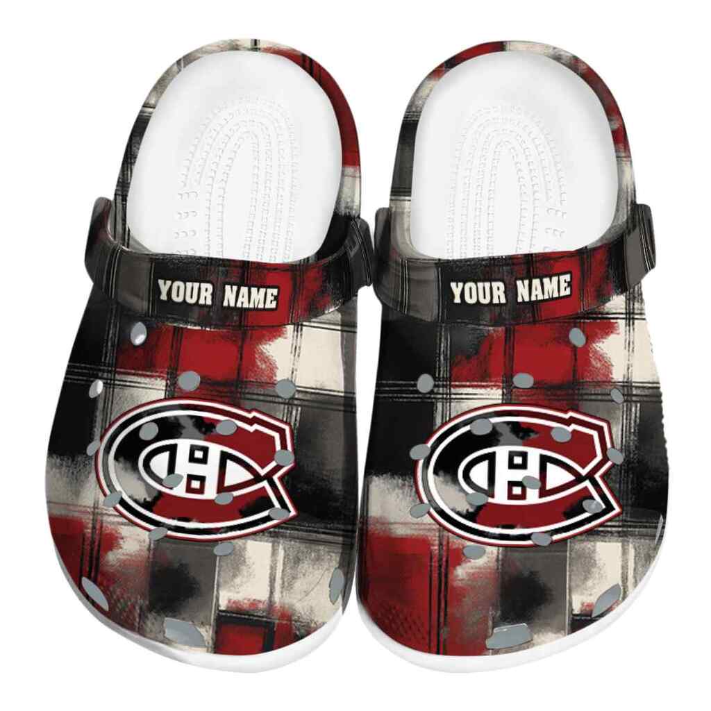 Customized Montreal Canadiens Plaid Fusion ClogTVC1801878
