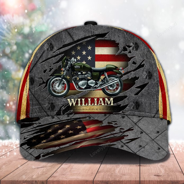 Customized Motorcycle American flag Classic Cap for men and women, Biker 3D classic cap, Personalized Gift for Motorcycle, Biker lover Trucker Hats Custom Hats Gifts For Men & Women