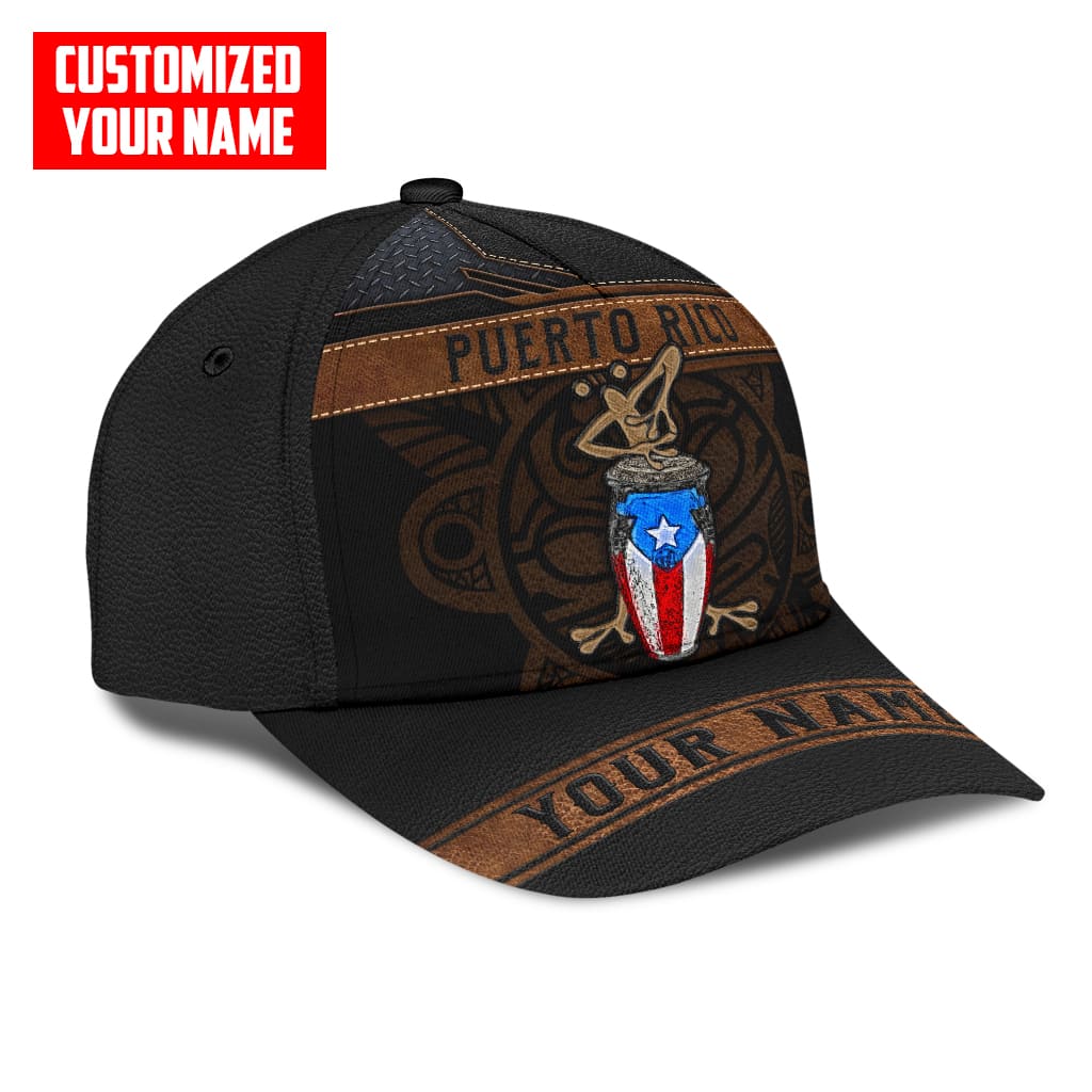 Customized Name Coqui Playing Bomba Puerto Rico Classic Cap, Puerto Rican Hats Trucker Hats Custom Hats Gifts For Men & Women