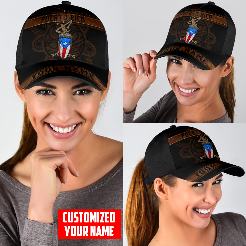 Customized Name Coqui Playing Bomba Puerto Rico Classic Cap, Puerto Rican Hats Trucker Hats Custom Hats Gifts For Men & Women