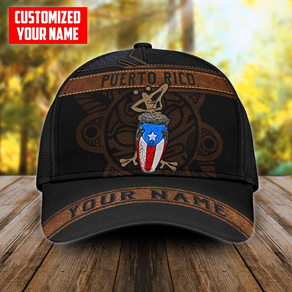 Customized Name Coqui Playing Bomba Puerto Rico Classic Cap, Puerto Rican Hats Trucker Hats Custom Hats Gifts For Men & Women