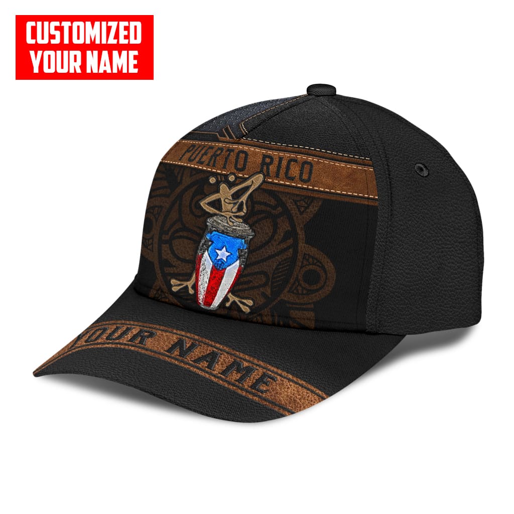 Customized Name Coqui Playing Bomba Puerto Rico Classic Cap, Puerto Rican Hats Trucker Hats Custom Hats Gifts For Men & Women