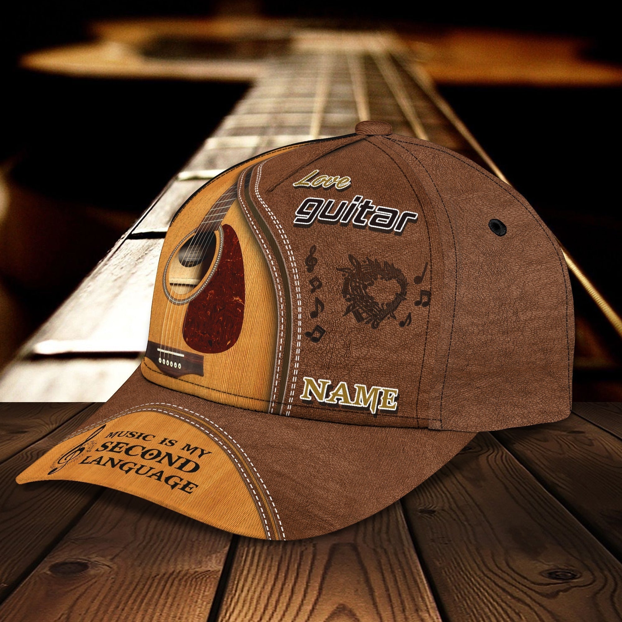 Customized Name Guitar Classic Cap Hat Full Printed For Man And Woman, Guitar Music Creative Baseball 3D Cap Trucker Hats Custom Hats Gifts For Men & Women