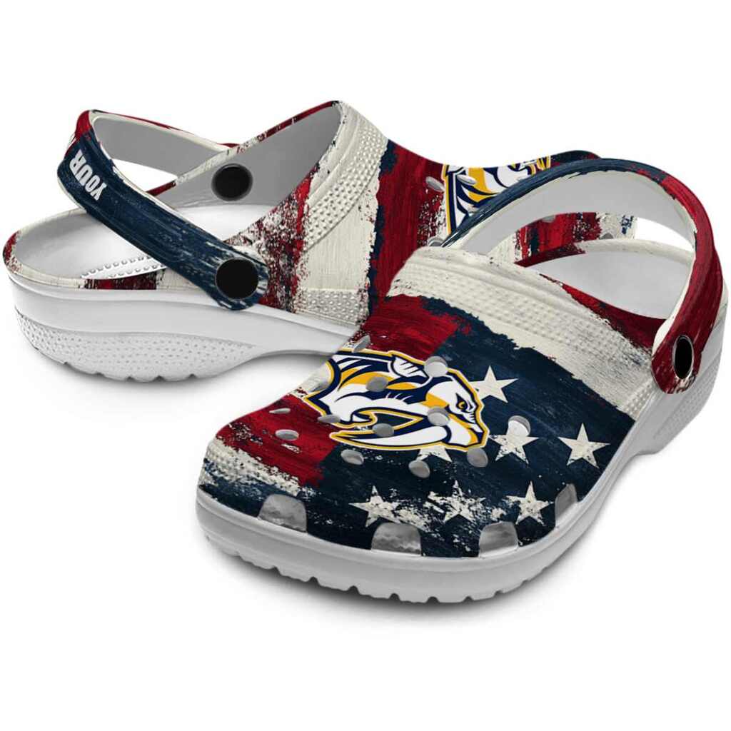 Customized Nashville Predators Patriotic Stripes ClogTVC1801879 - Image 3