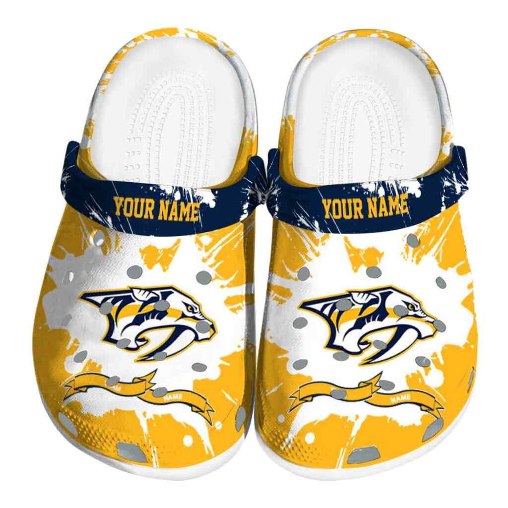 Customized Nashville Predators Splatter Pattern ClogTVC1801854