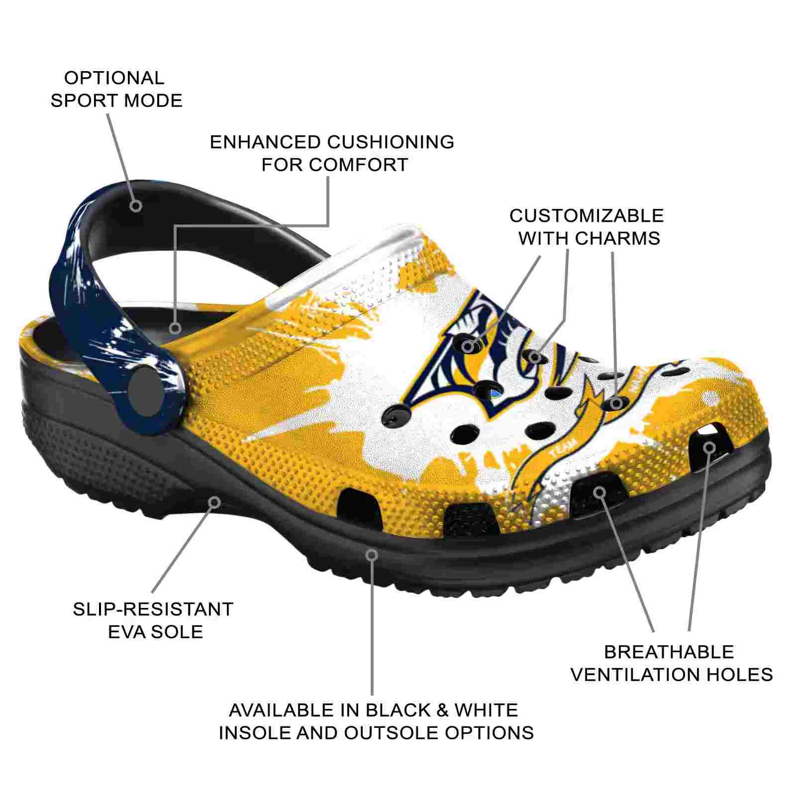Customized Nashville Predators Splatter Pattern ClogTVC1801854 - Image 5