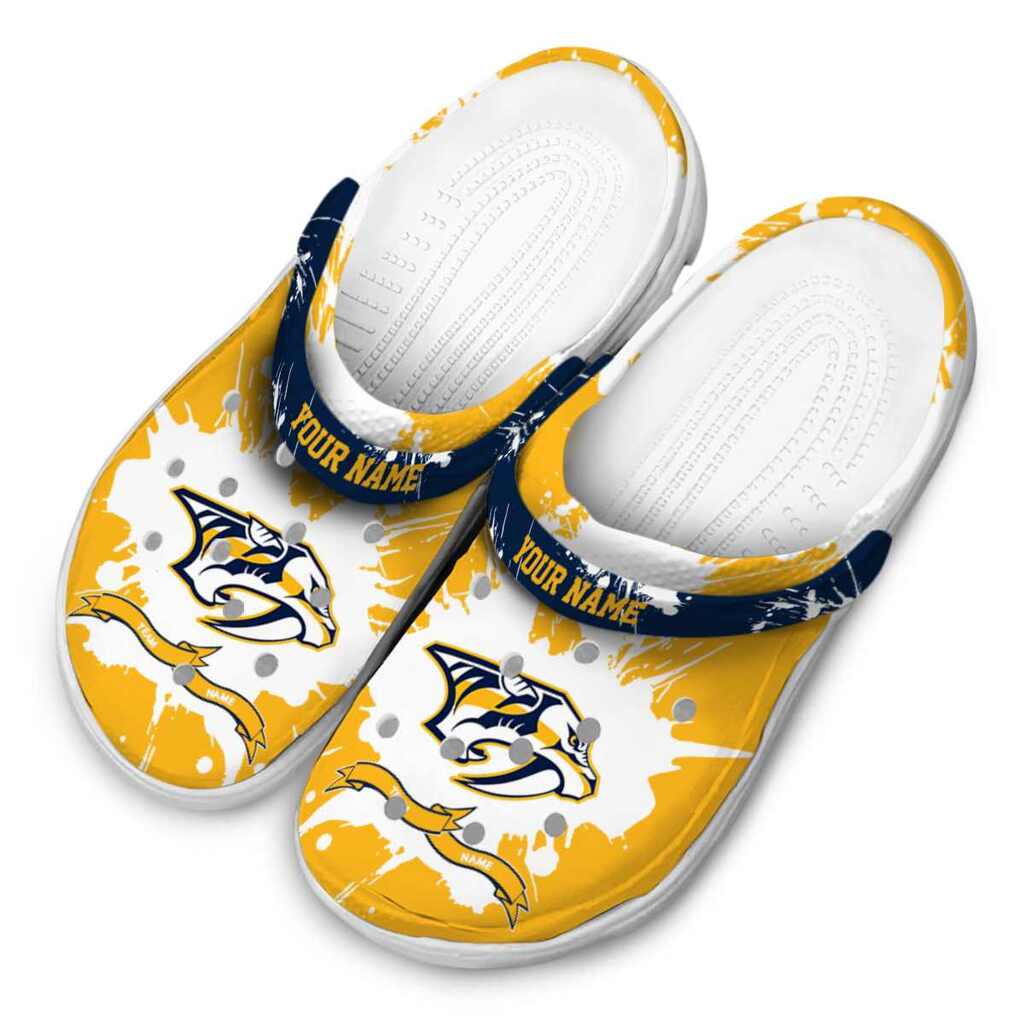 Customized Nashville Predators Splatter Pattern ClogTVC1801854 - Image 4