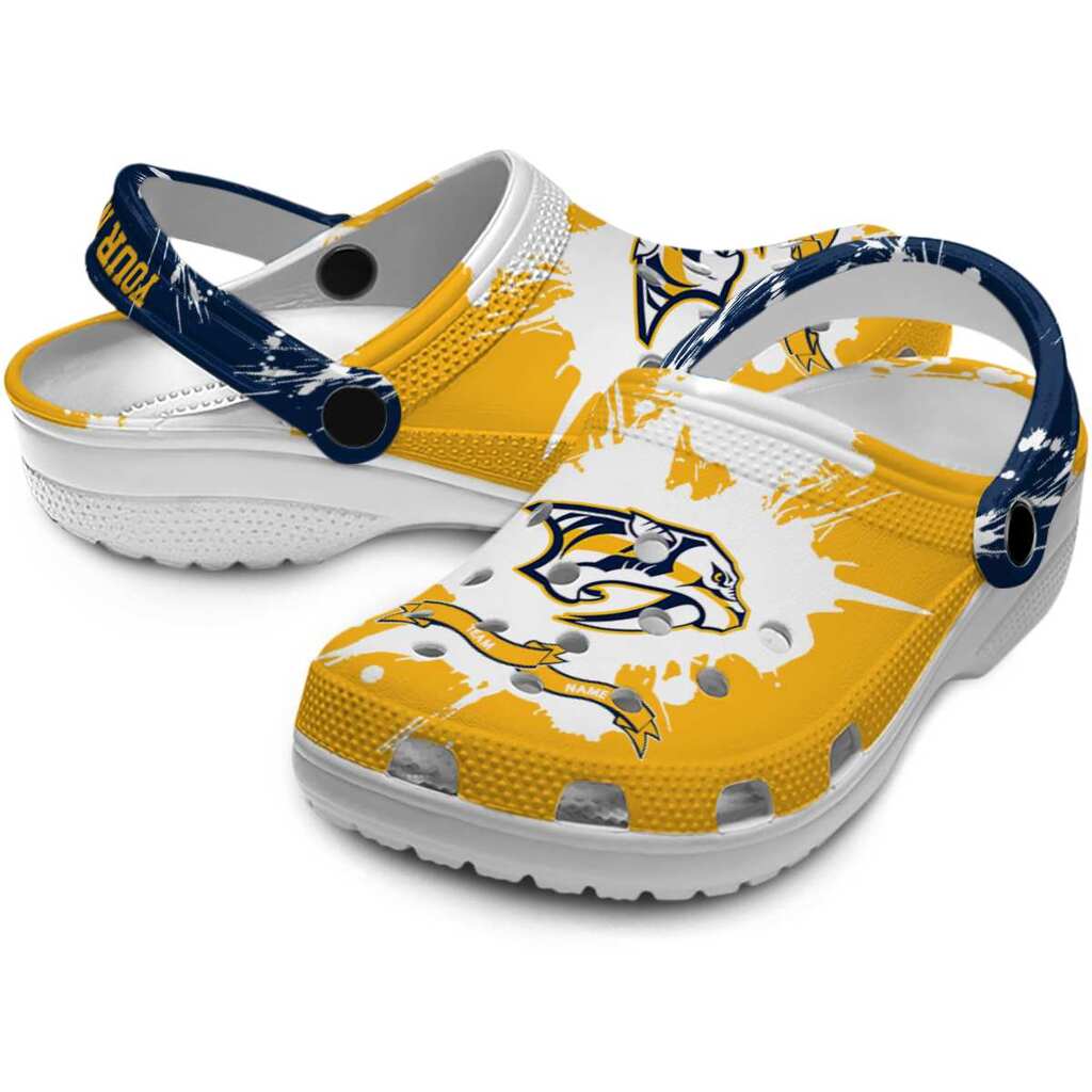 Customized Nashville Predators Splatter Pattern ClogTVC1801854 - Image 3