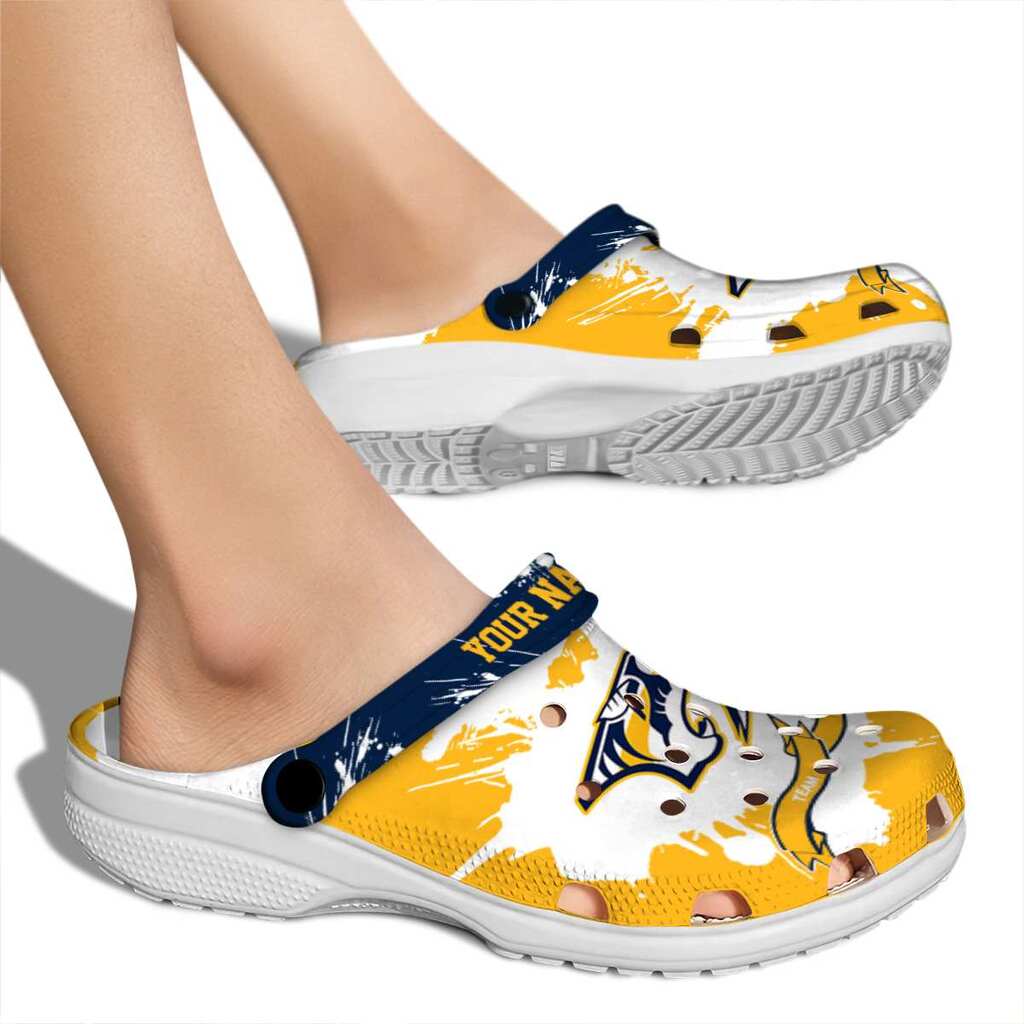Customized Nashville Predators Splatter Pattern ClogTVC1801854 - Image 2
