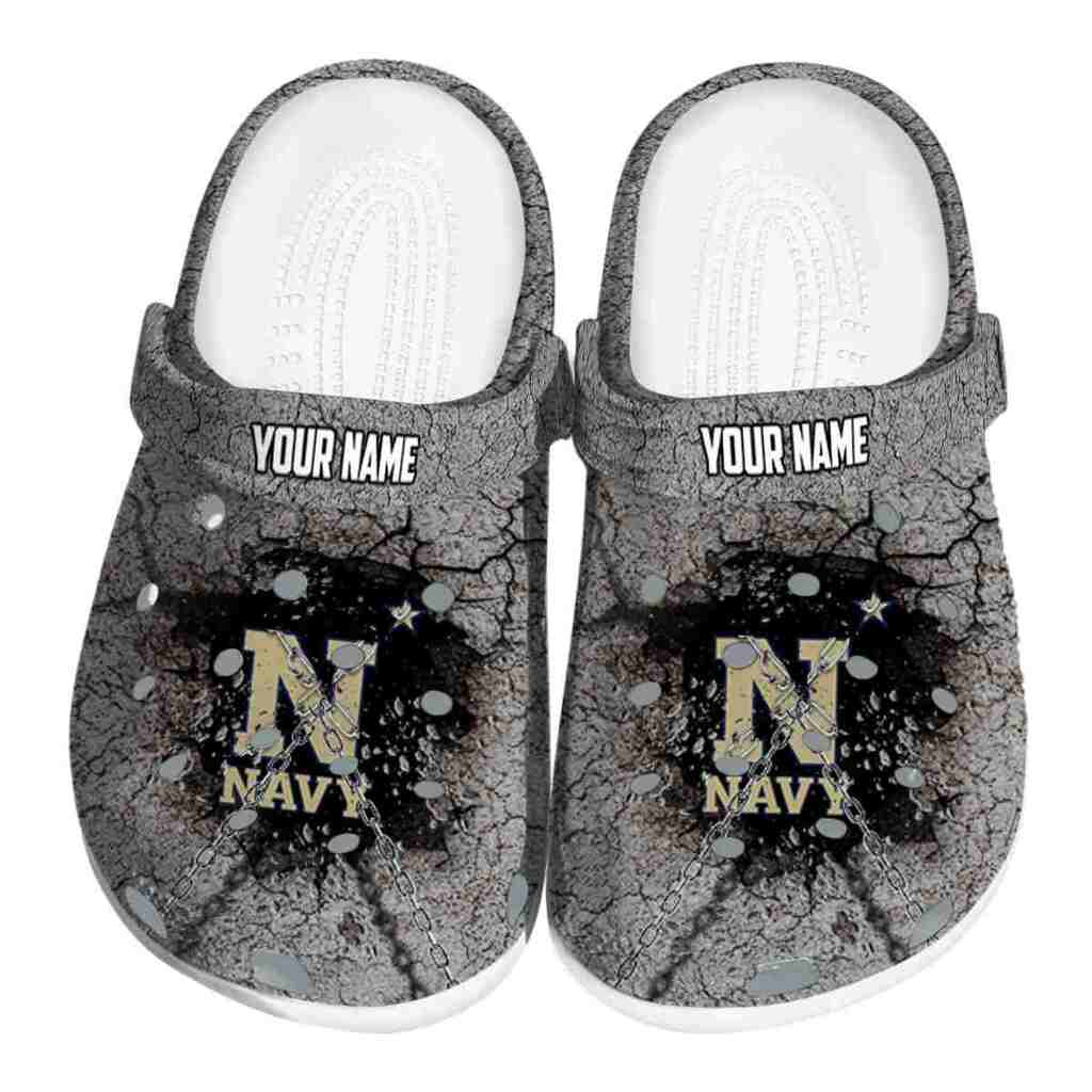 Customized Navy Midshipmen Cracked Ground Texture ClogTVC1801710