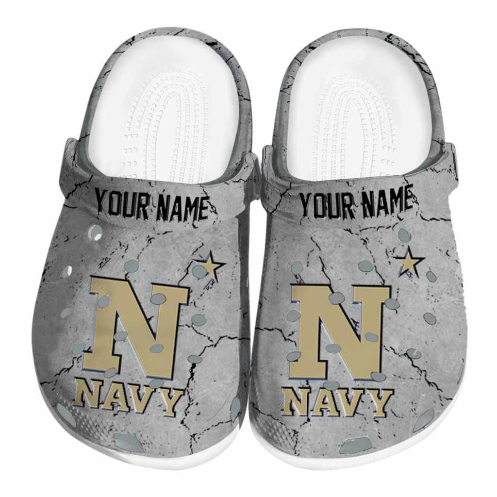Customized Navy Midshipmen Cracked Texture ClogTVC1801782