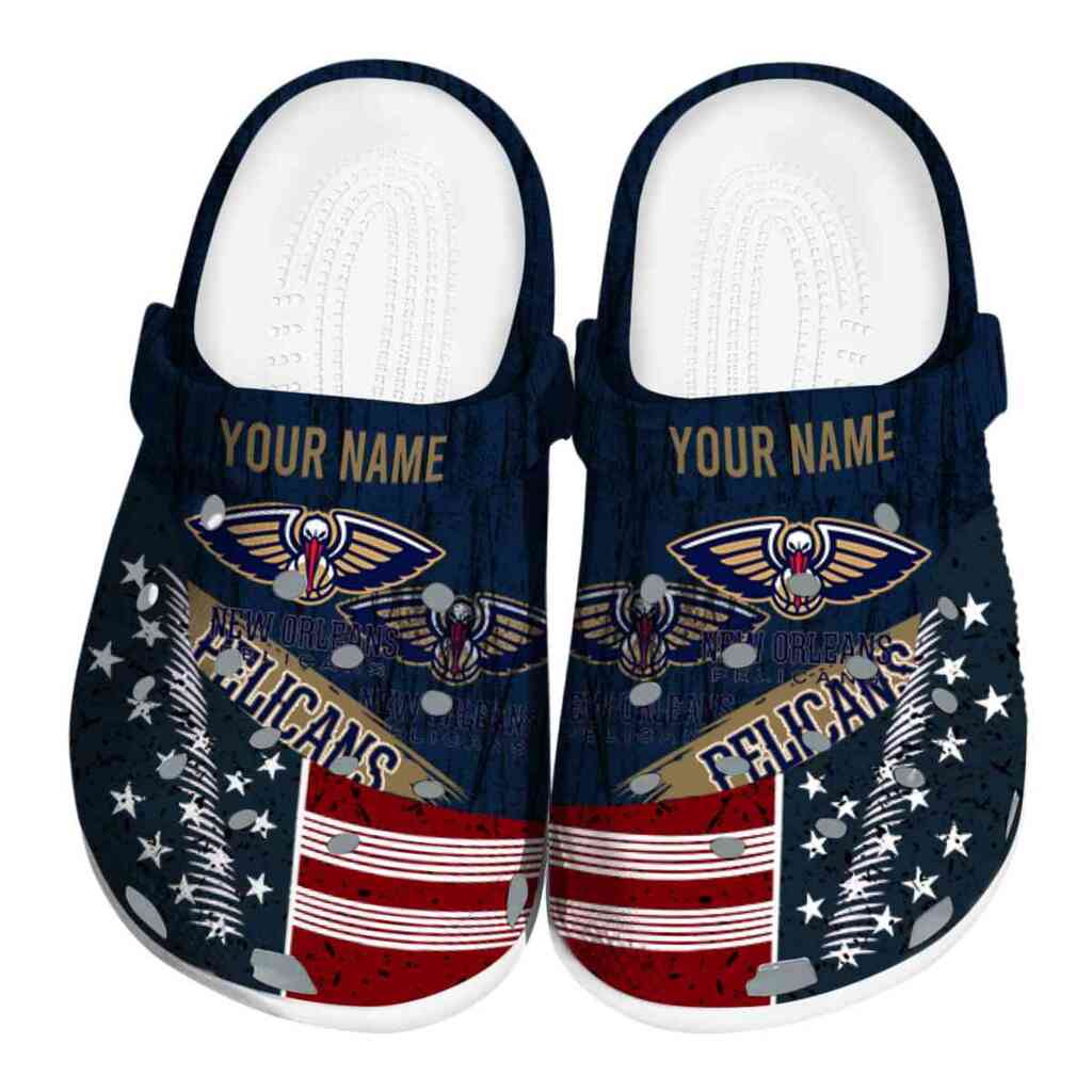 Customized New Orleans Pelicans Star-Spangled Side Pattern ClogTVC1801735