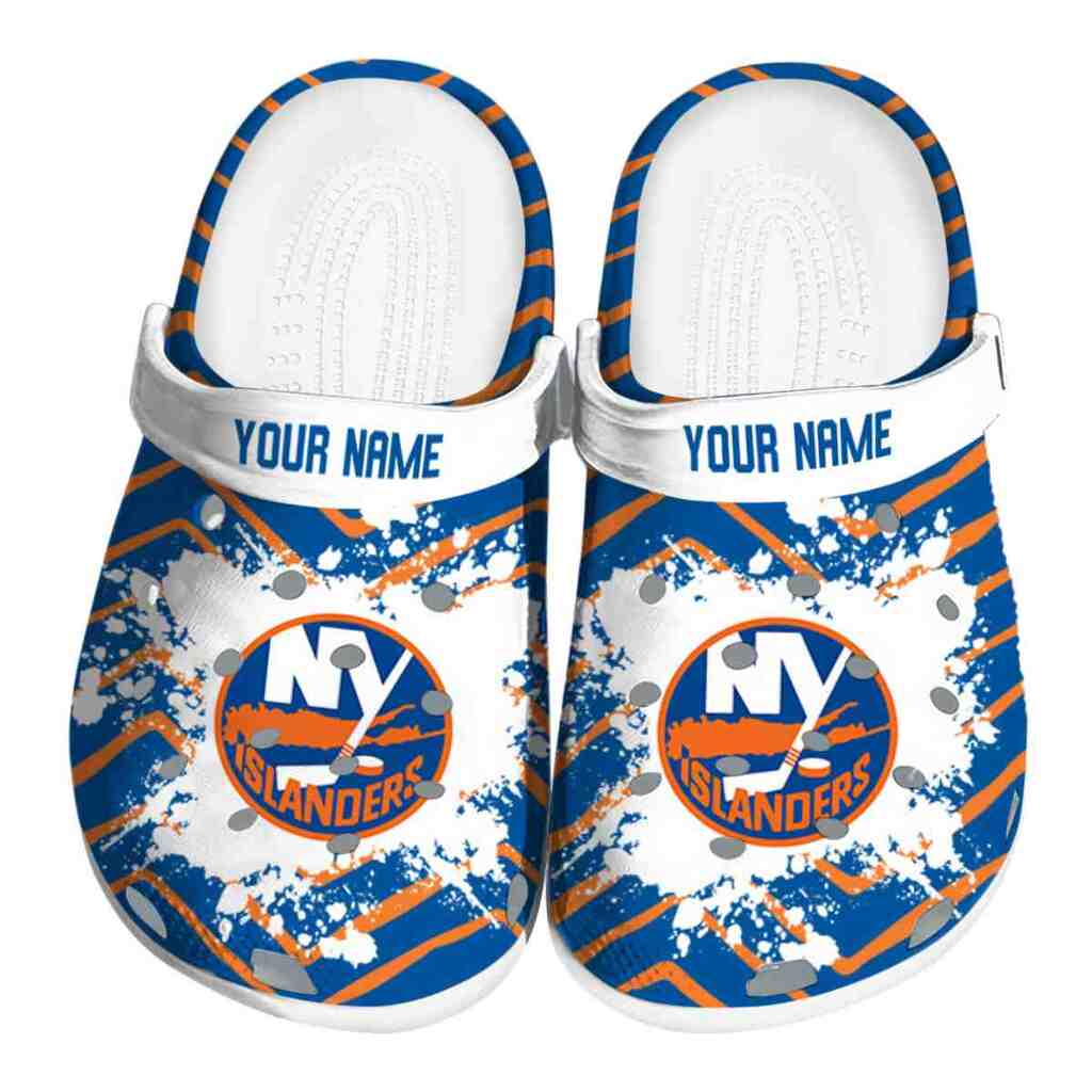 Customized New York Islanders Zigzag Paint Burst ClogTVC1801887
