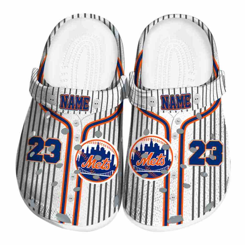 Customized New York Mets Pinstripe Pattern ClogTVC180150