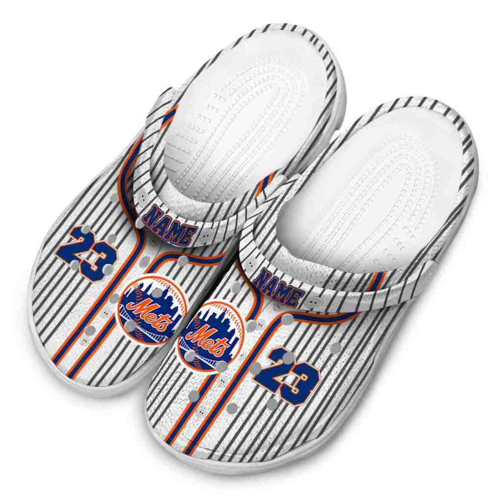 Customized New York Mets Pinstripe Pattern ClogTVC180150 - Image 4