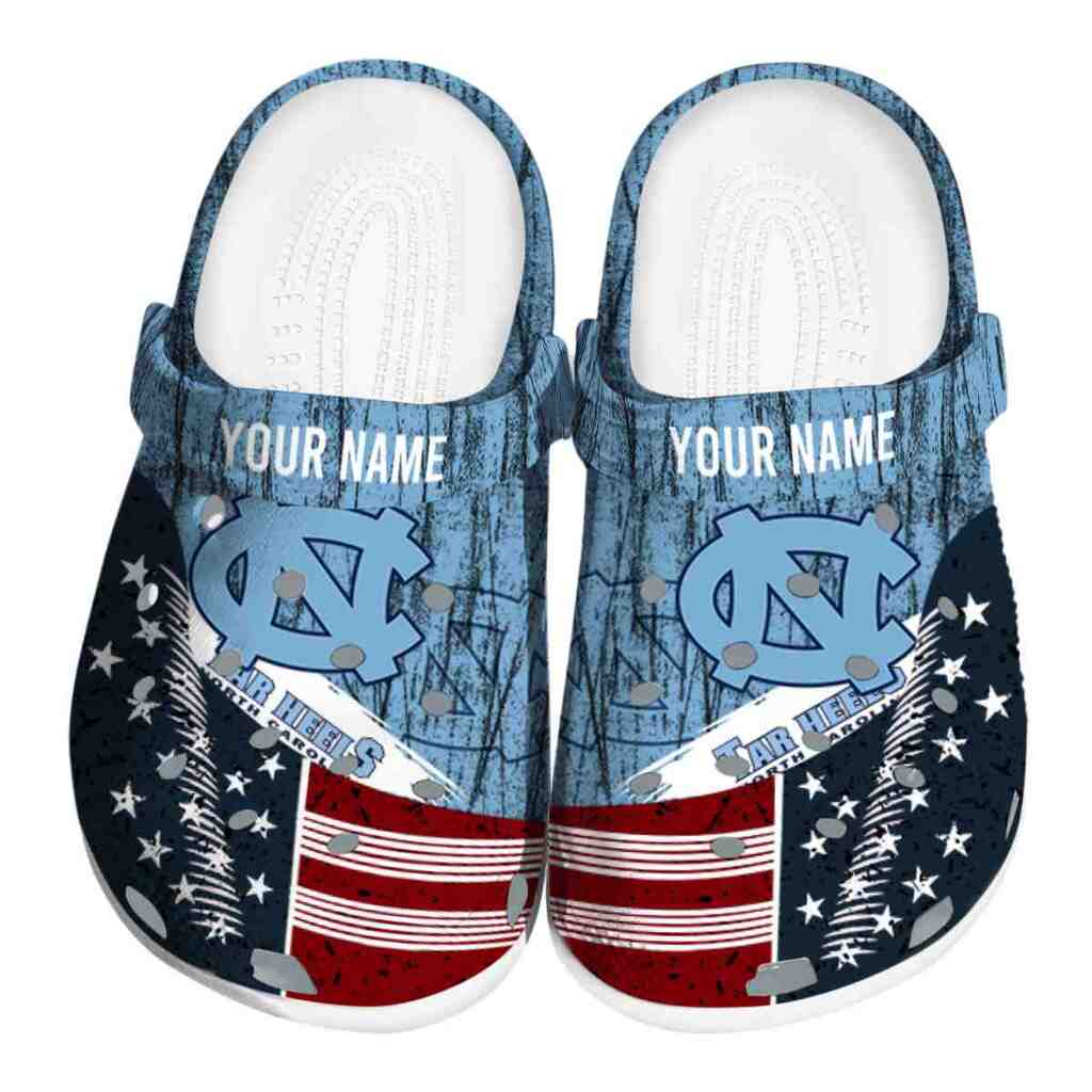 Customized North Carolina Tar Heels Star-Spangled Side Pattern ClogTVC180141