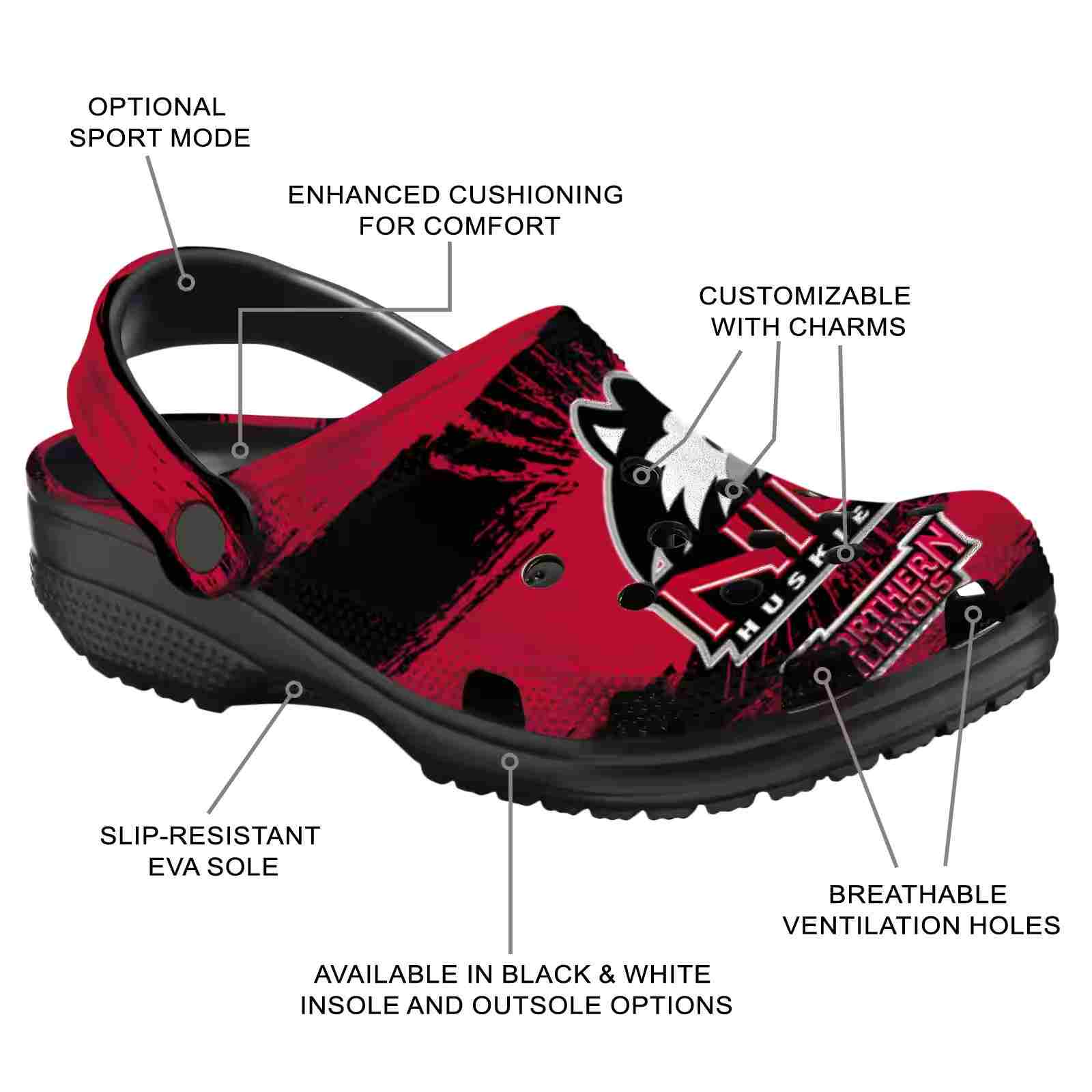 Customized Northern Illinois Huskies Paint Splatter Graphics ClogTVC1801724 - Image 5