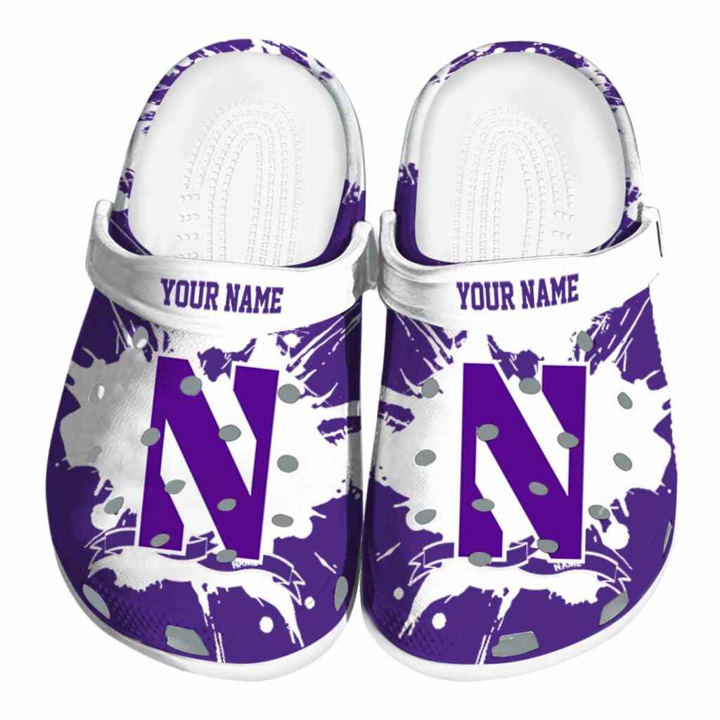 Customized Northwestern Wildcats Splatter Pattern ClogTVC1801730