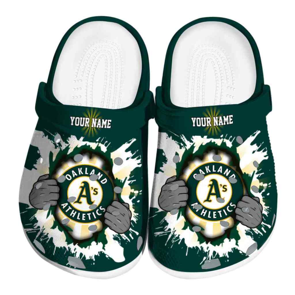 Customized Oakland Athletics Gripping Hand ClogTVC180143