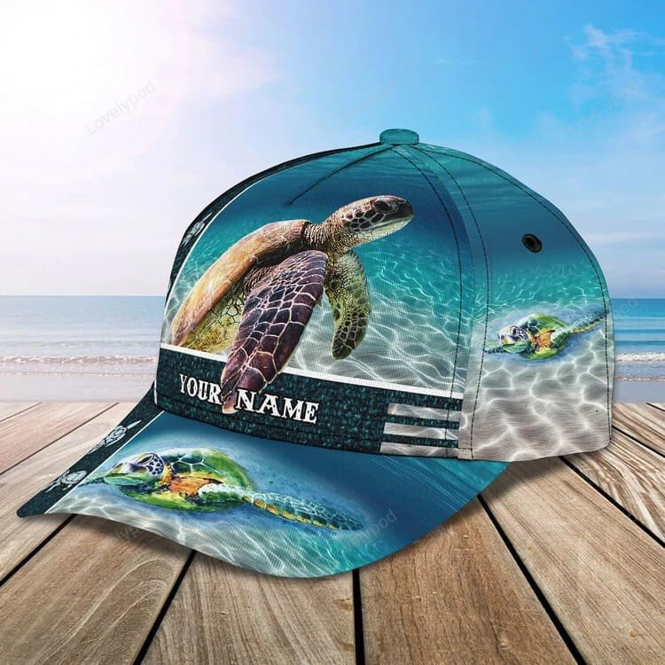 Customized Ocean Turtle Cap for Men and Women, Beach Turtle Hat Cap for Him & Her Trucker Hats Custom Hats Gifts For Men & Women