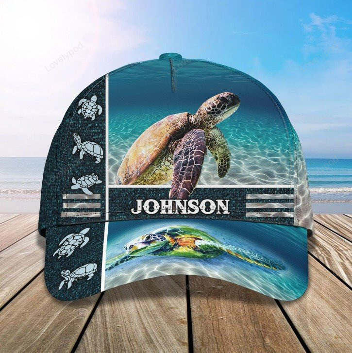 Customized Ocean Turtle Cap for Men and Women, Beach Turtle Hat Cap for Him & Her Trucker Hats Custom Hats Gifts For Men & Women
