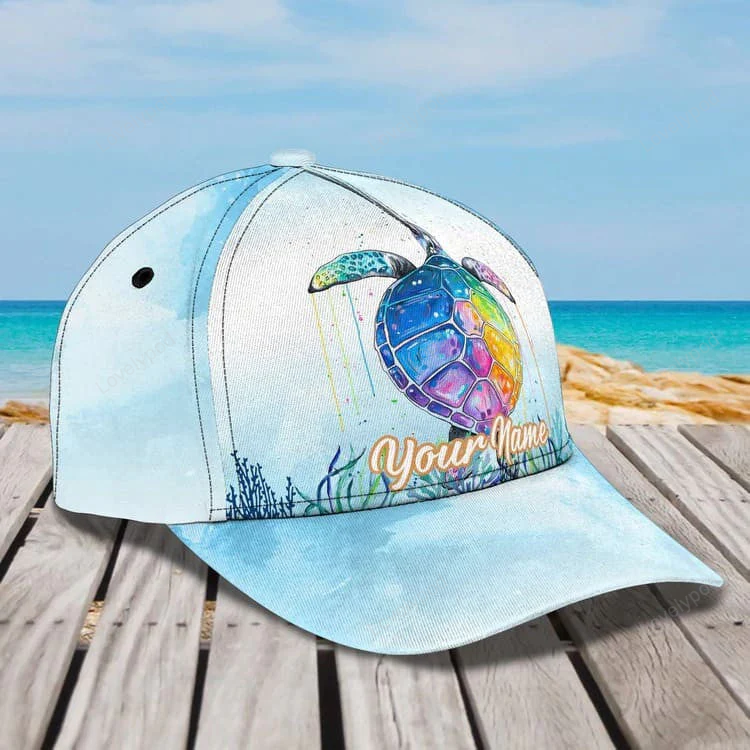 Customized Ocean Turtle Cap for Men and Women, Beach Turtle Hat Cap for Him & Her Trucker Hats Custom Hats Gifts For Men & Women