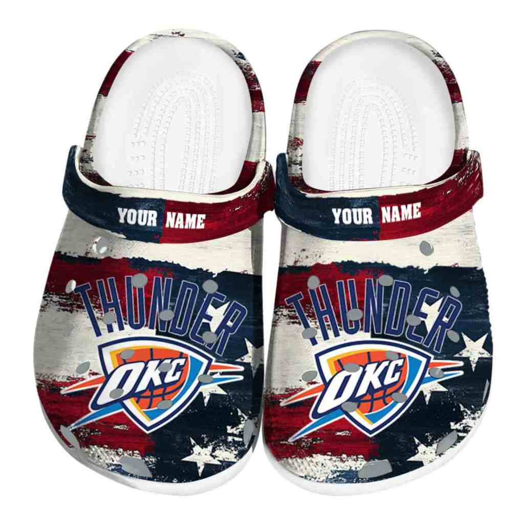 Customized Oklahoma City Thunder Patriotic Stripes ClogTVC1801918