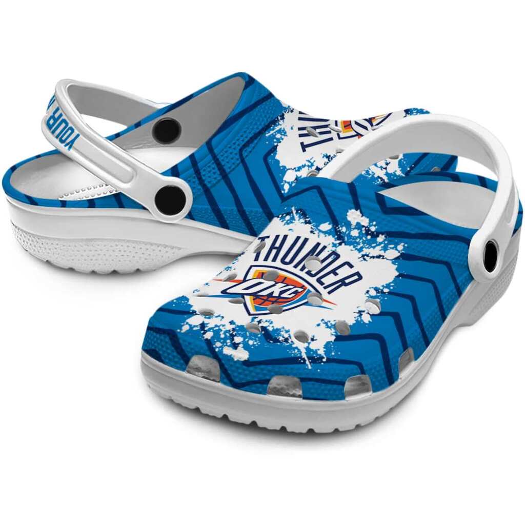 Customized Oklahoma City Thunder Zigzag Paint Burst ClogTVC1801918 - Image 3