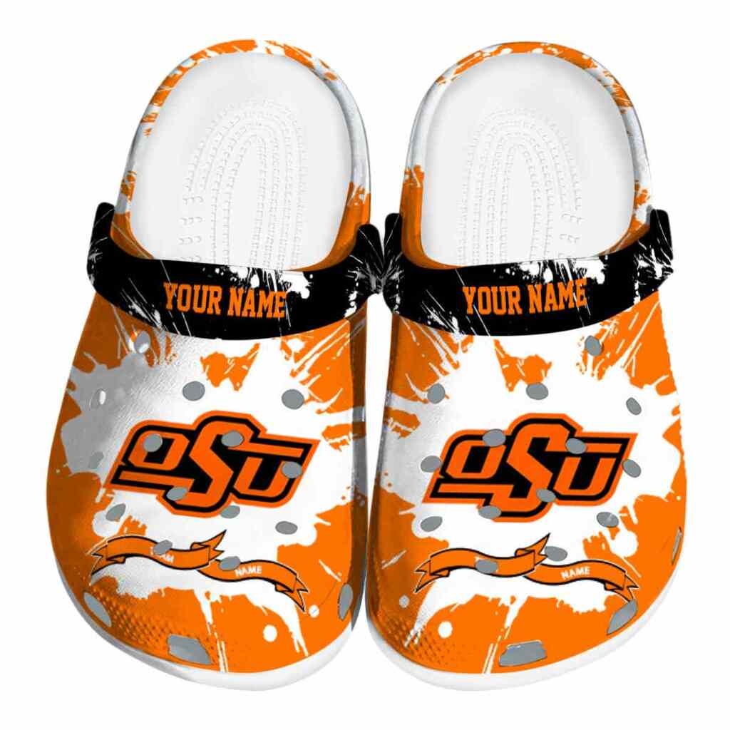 Customized Oklahoma State Cowboys Splatter Pattern ClogTVC180144