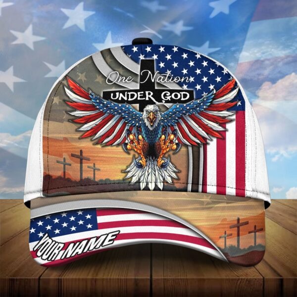 Customized One Nation Under God Baseball Classic Cap, Independence Day Cap Hat Eagle American Cap Trucker Hats Custom Hats Gifts For Men & Women