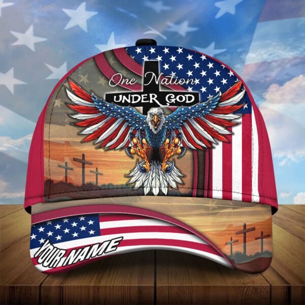 Customized One Nation Under God Baseball Classic Cap, Independence Day Cap Hat Eagle American Cap Trucker Hats Custom Hats Gifts For Men & Women