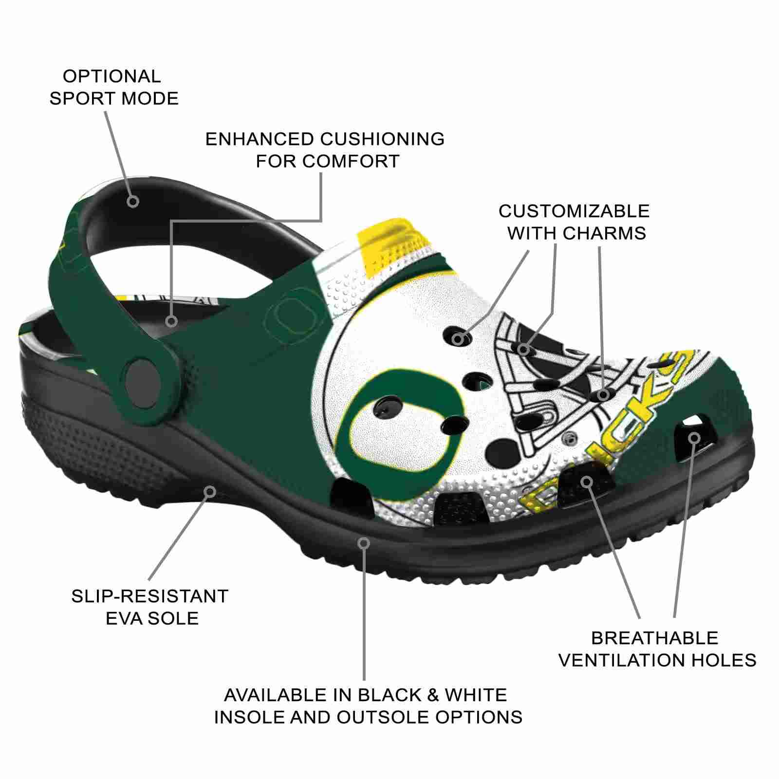 Customized Oregon Ducks Football Helmet ClogTVC180144 - Image 5