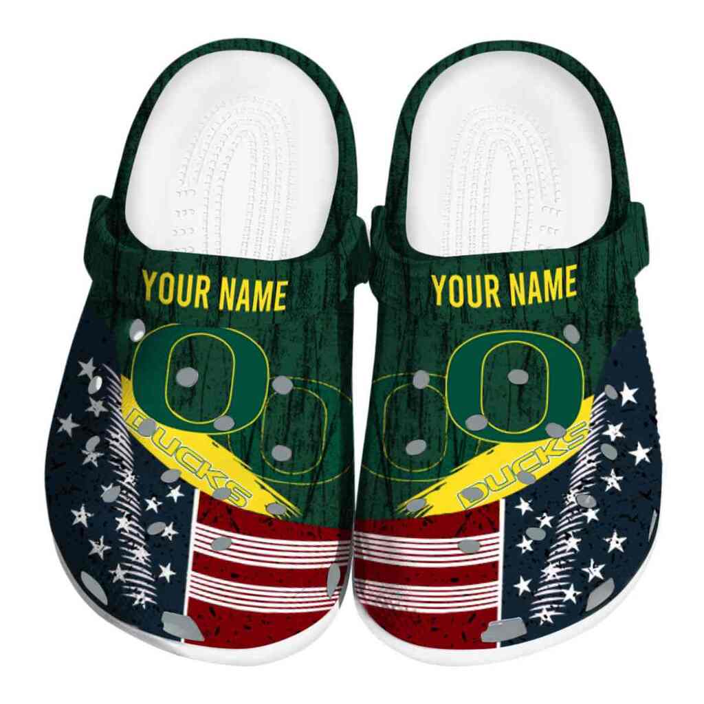 Customized Oregon Ducks Star-Spangled Side Pattern ClogTVC180144