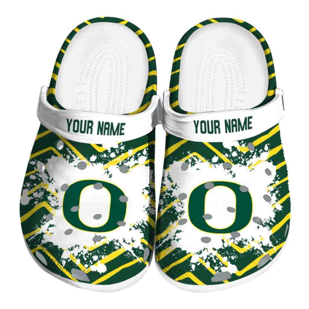 Customized Oregon Ducks Zigzag Paint Burst ClogTVC180145